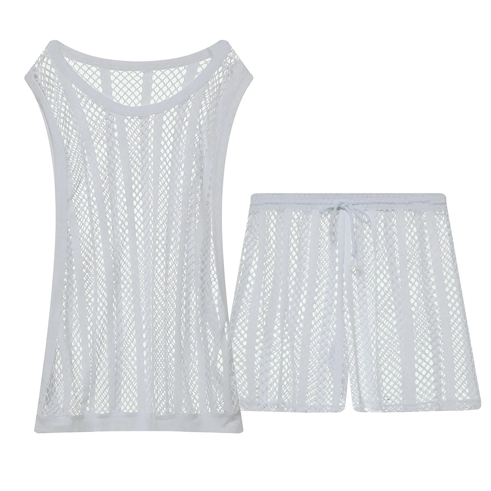 See-Through Mesh Shorts Set