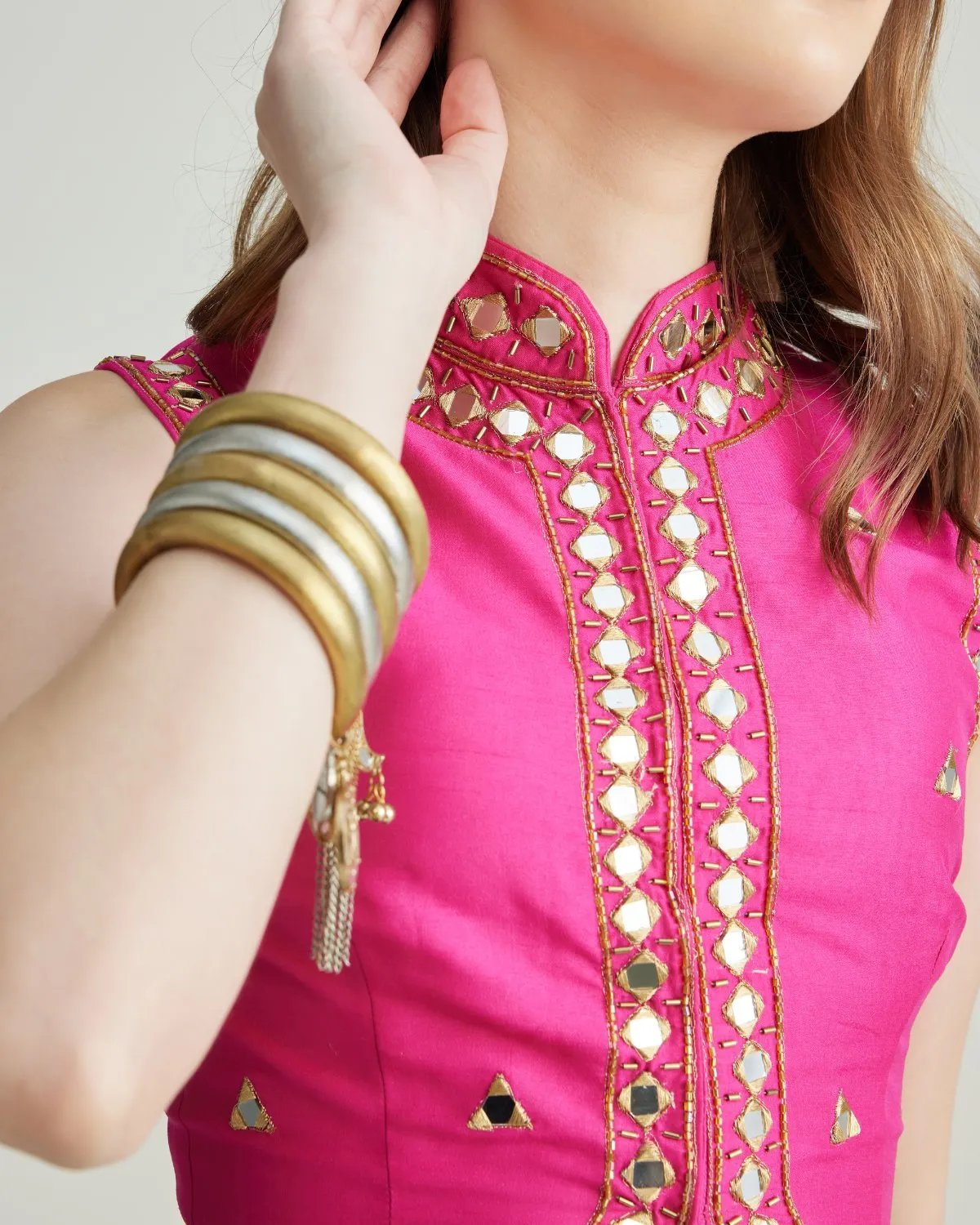 Shivani Embroidered Vest - Pink