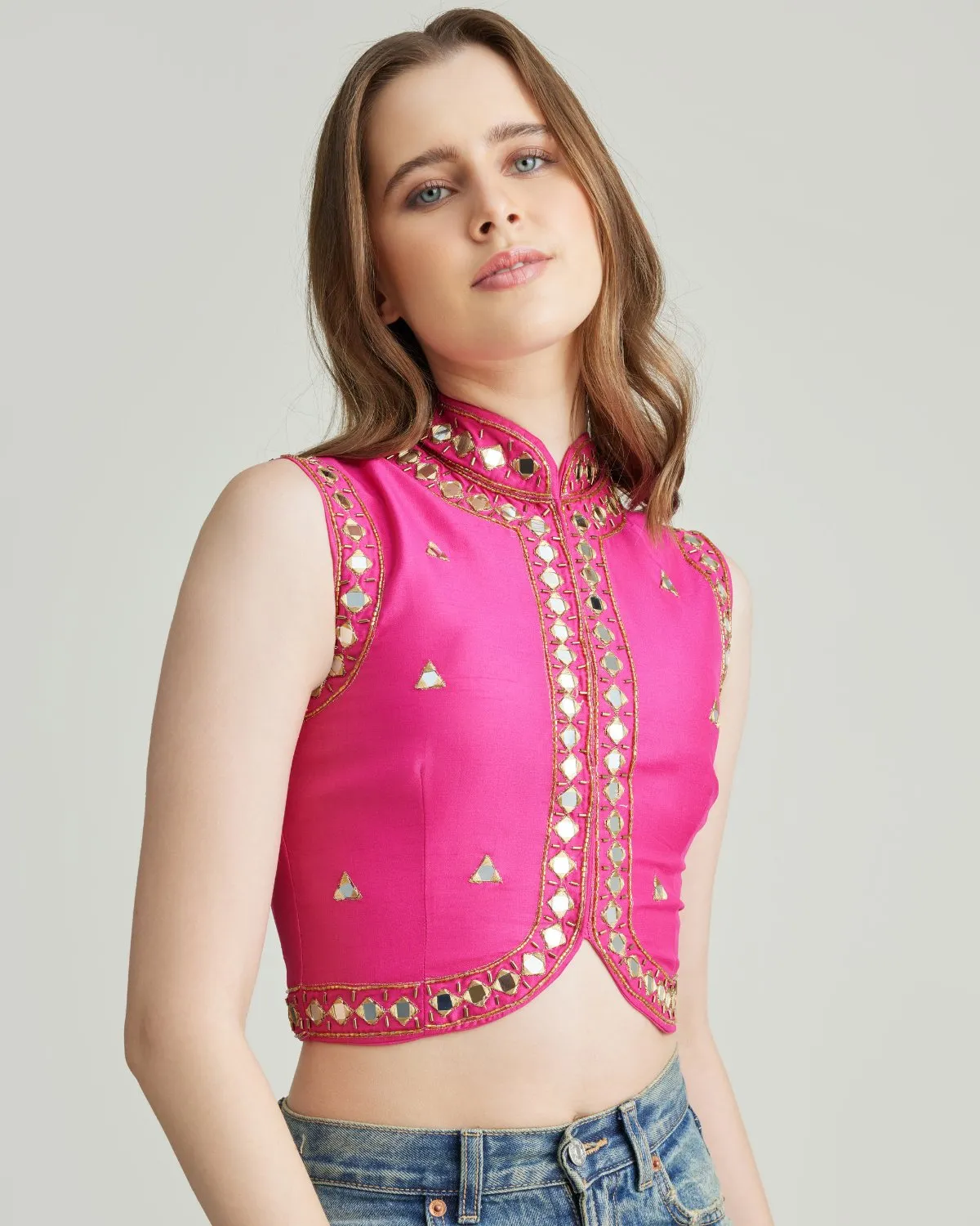 Shivani Embroidered Vest - Pink