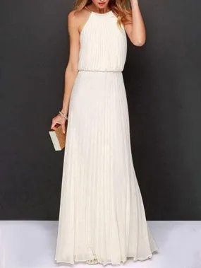 Solid Sleeveless Off-shoulder Dress