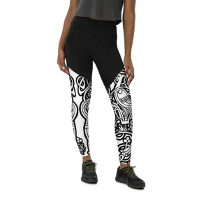 Sports Leggings - Celtic Graphic style B&W