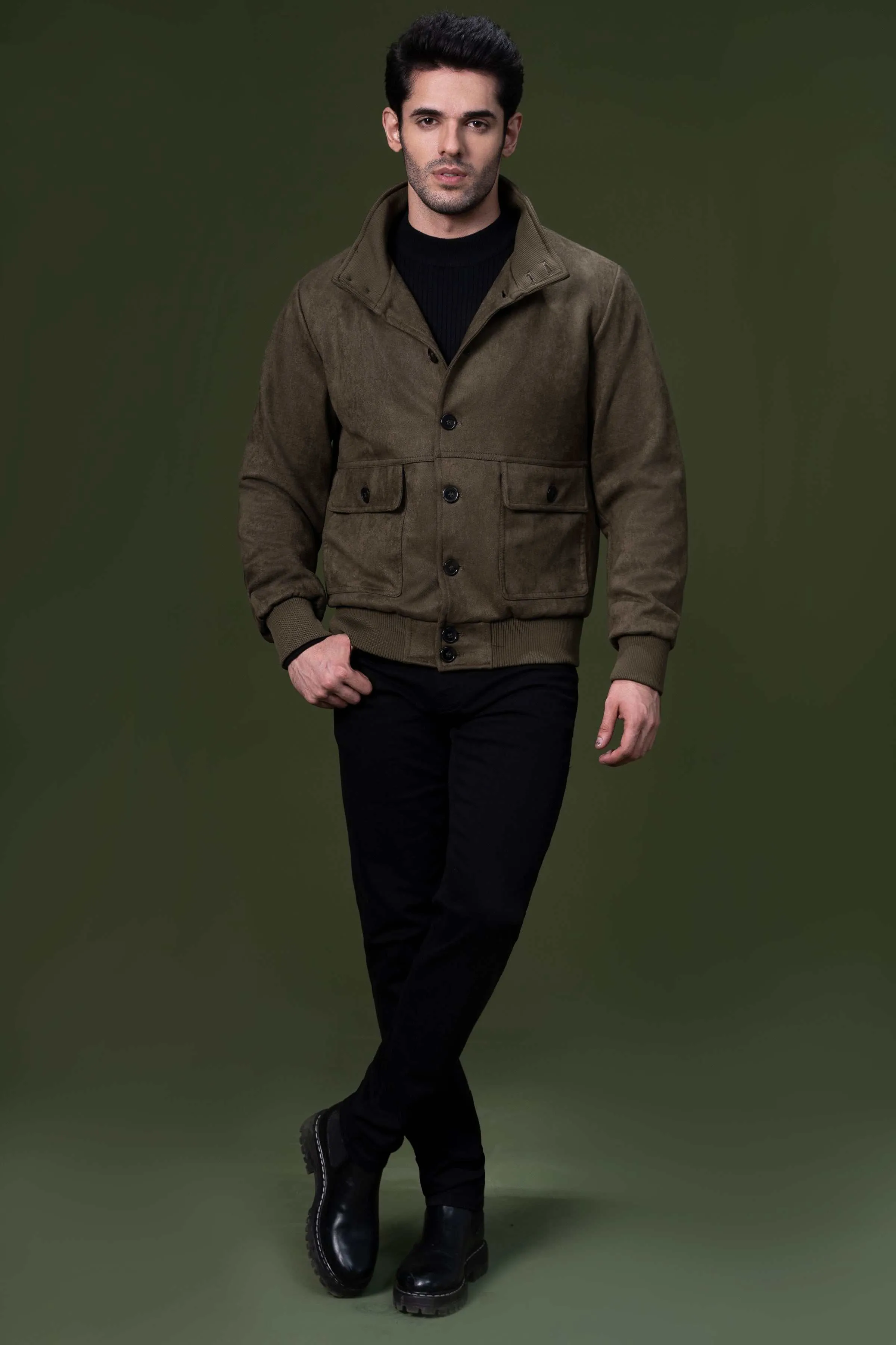 SUEDE JACKET OLIVE