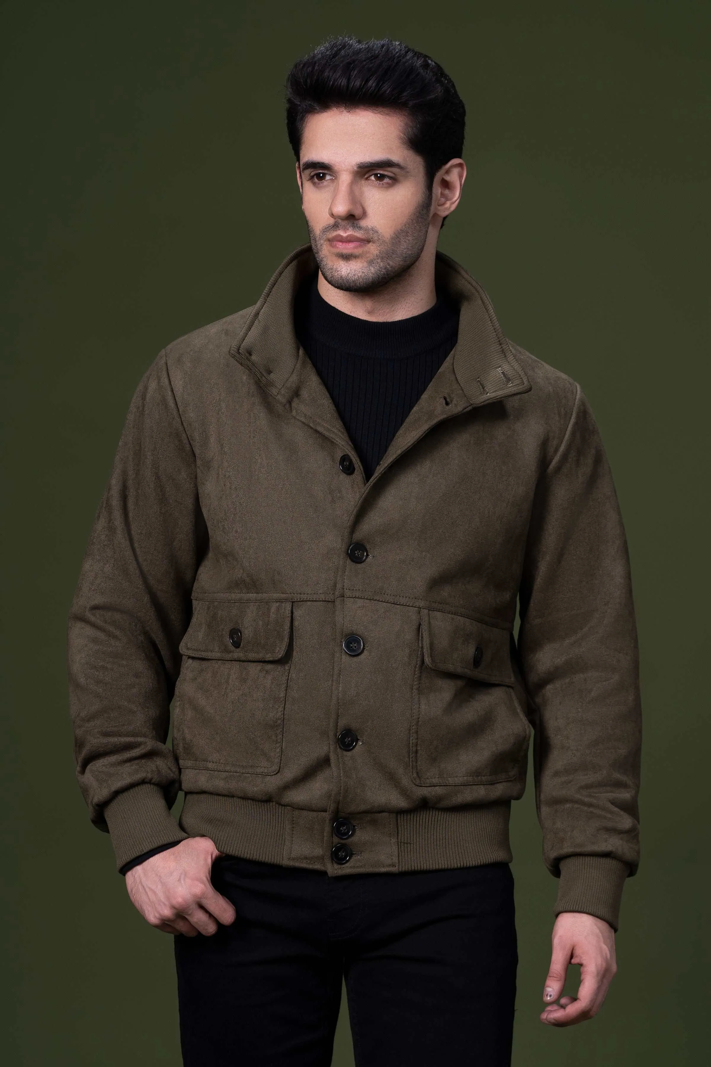 SUEDE JACKET OLIVE