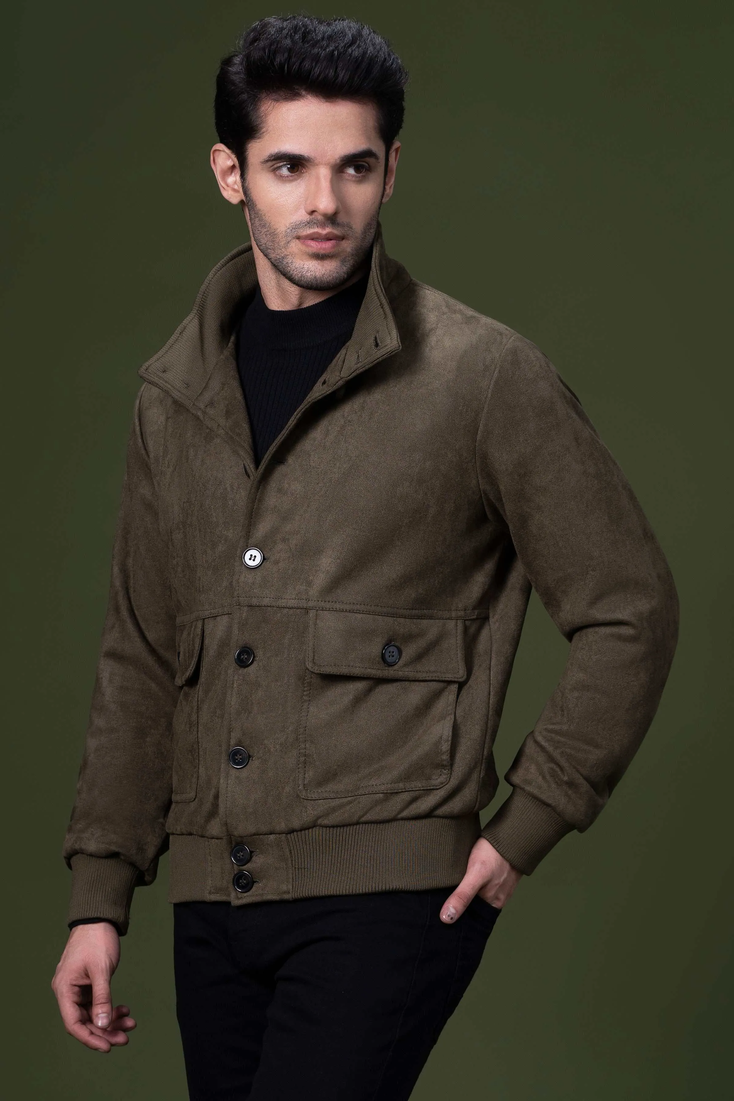 SUEDE JACKET OLIVE