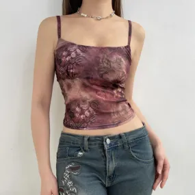 Summer Mesh Sheer Spaghetti Straps Crop Top Streetwear Crop Top