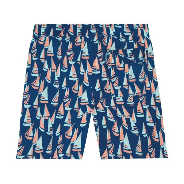 TOM & TEDDY - Men's Shorts  (Marine Blue & Coral Boats)