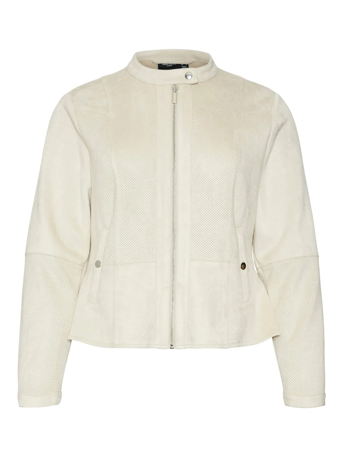 Vero Moda Curve Lucia Cream Suede Jacket