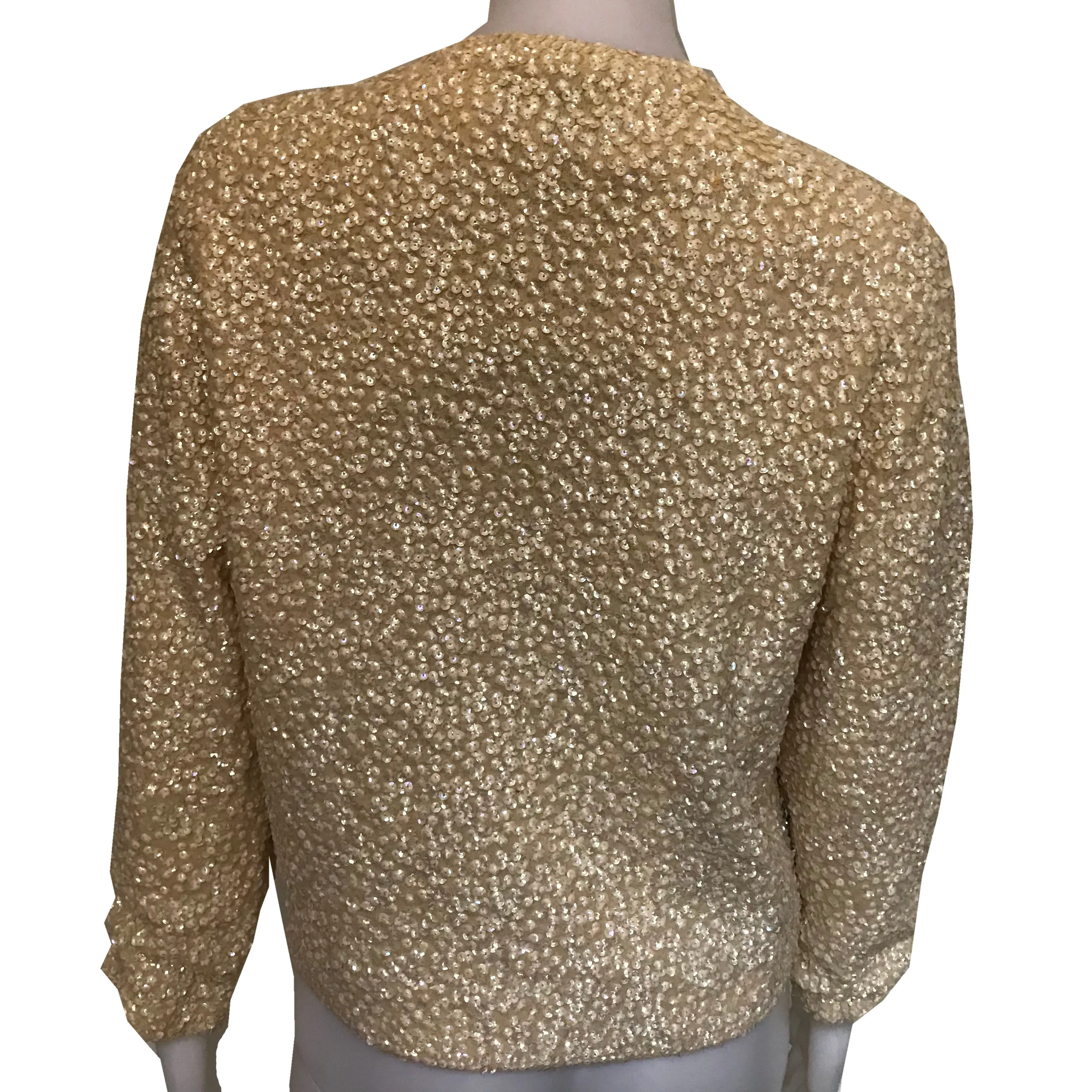 Vintage 1950s Furs by Karol Gold Sequined Cardigan