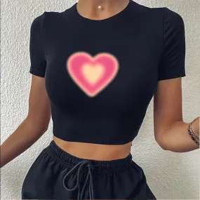 Vintage Heart 2000s Graphic Crop Top Streetwear Crop Top