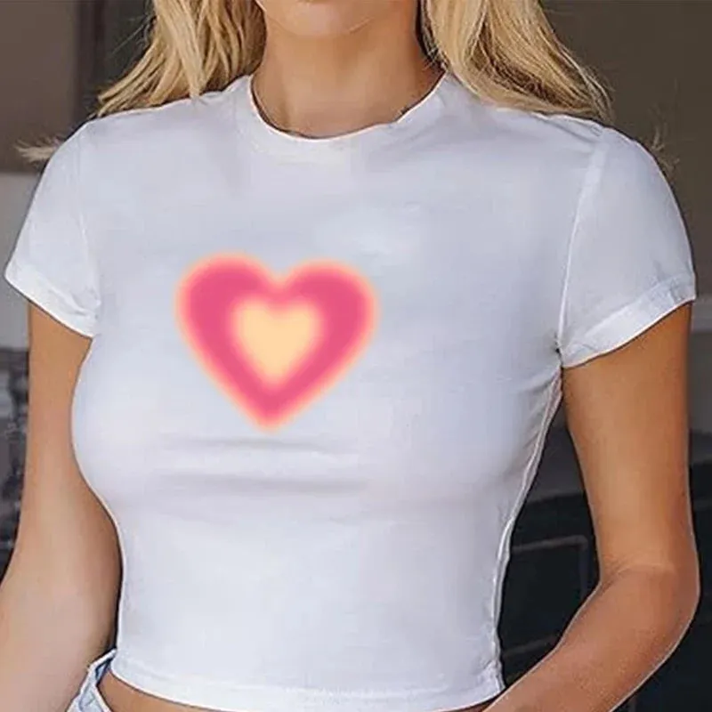 Vintage Heart 2000s Graphic Crop Top Streetwear Crop Top