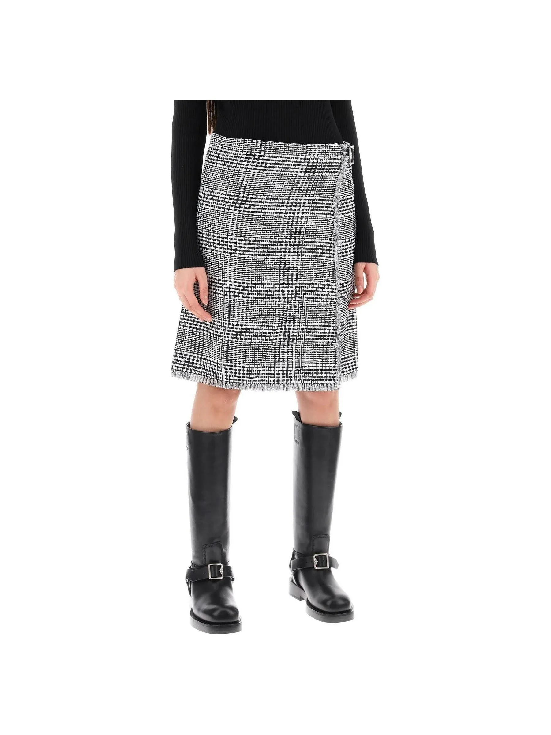 Warped Houndstooth Kilt Skirt