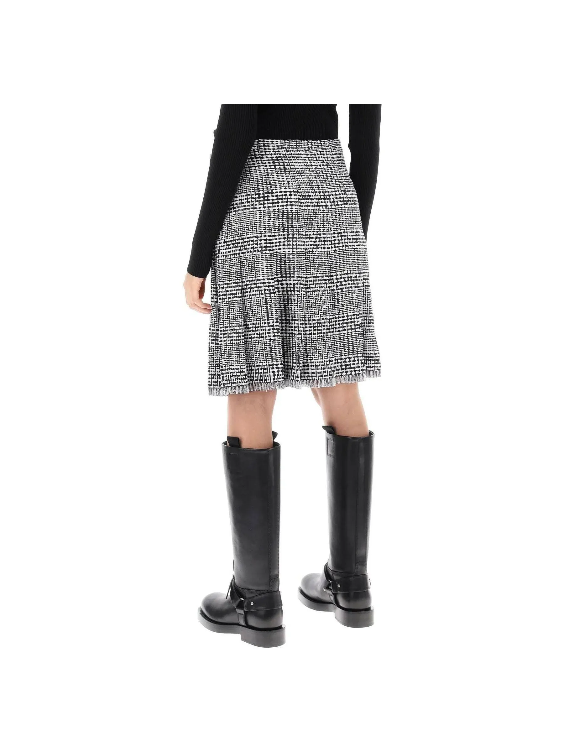 Warped Houndstooth Kilt Skirt