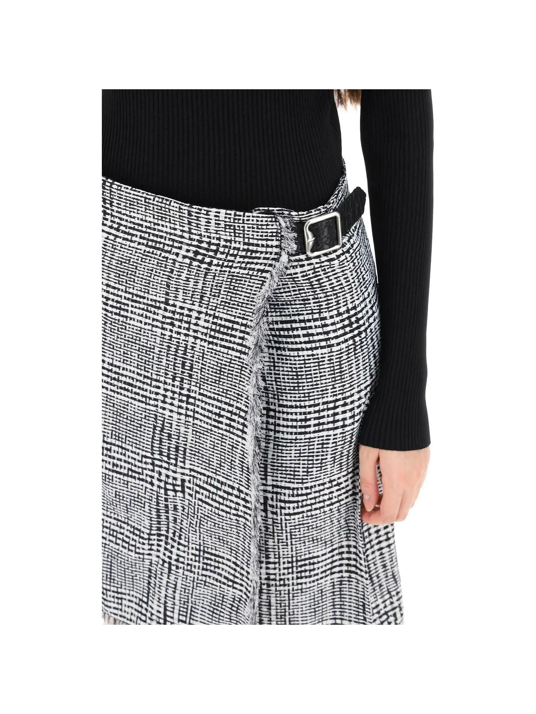 Warped Houndstooth Kilt Skirt