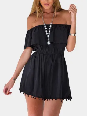 Wholesale Black Off The Shoulder Short Sleeve Dress