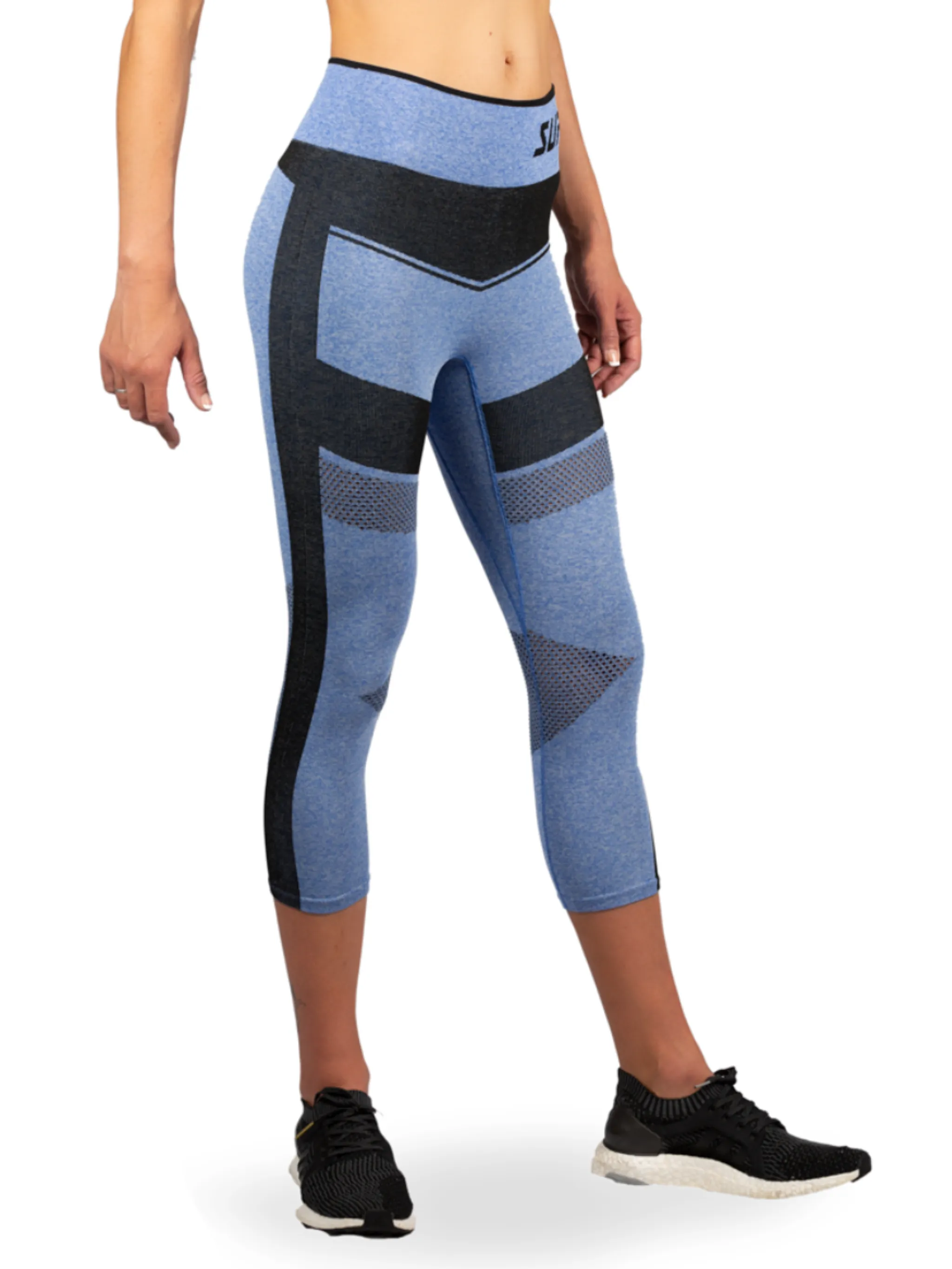 Women's Compression Mesh Capri Run Leggings