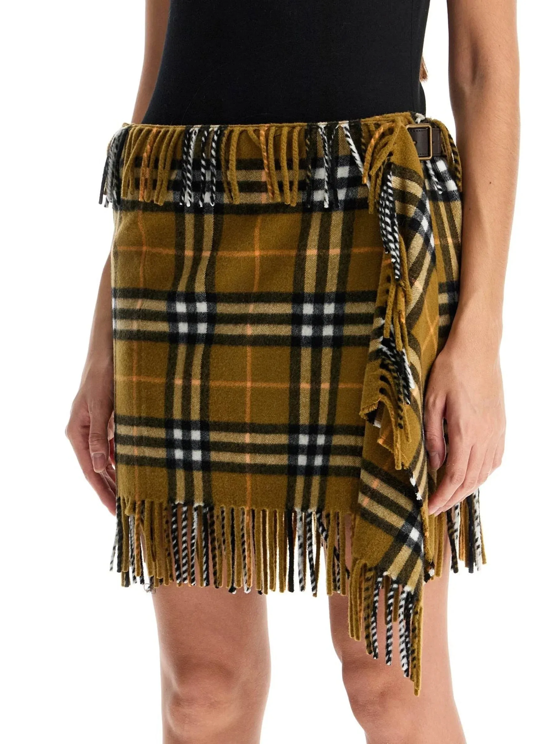 Wrap Front Wool Mini Skirt