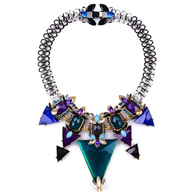 ZA Brand New Luxury Crystal Charm Statement Necklace Choker Collares Necklace Women Fashion Triangle Necklaces & Pendants